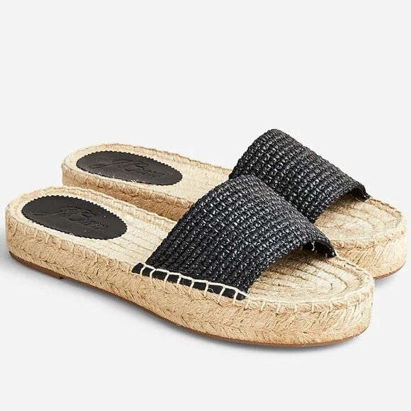 J. Crew Raffia Slip-on Espadrille Sandals - Picture 1 of 7